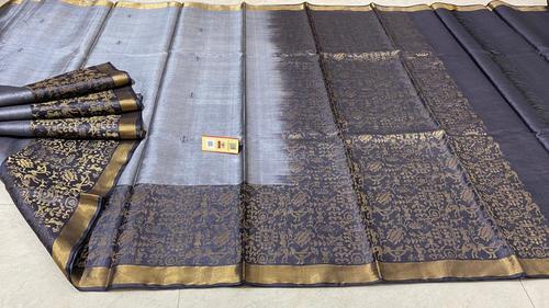 Pure Tussar (Kosa) Silk Handloom Hand Border (Baster Figure Weaved) Saree