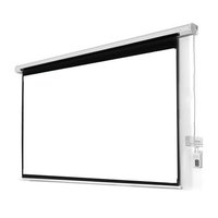 Motorized Projection Screen - High-quality Plastic, 220 Volt Power Supply | Plain Style, Crisp White Finish, Ideal For Presentations And Conferences