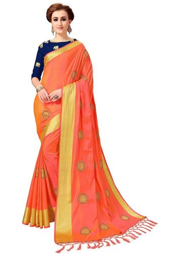 Red Animal Design Silk Embroidered Work Saree