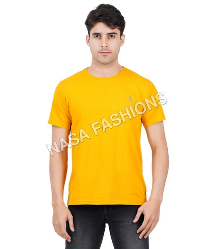 Men's Round Neck T-Shirt - Cotton Blend Sizes M S XL | Plain Pattern Short Sleeves