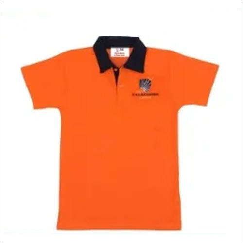 School Orange With Black Coller T Shirt