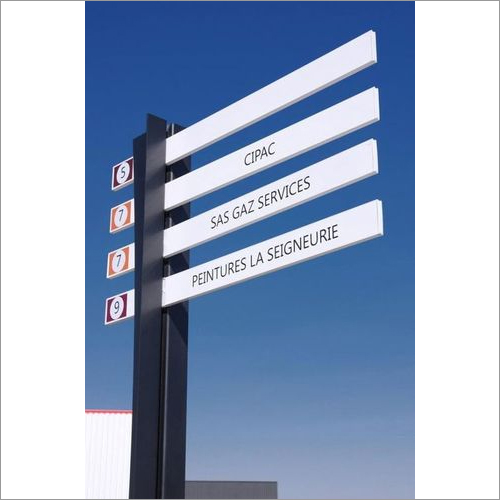 White Blue Metal Signages