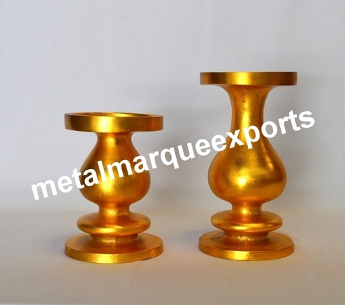 Aluminum Gold Plating Candle Pillar Holder