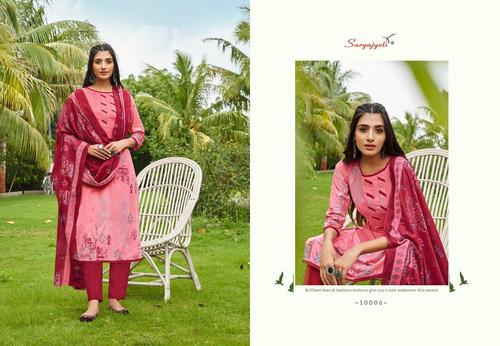 Zion Cotton Vol-10 - Cotton Fabric, 2.5-2.0-2.25 Meters Cut, Light Pink Color, Exclusive Pouch & Bag Packaging