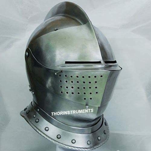 THORINSTRUMENTS (with device) Medieval Knight Tournament Close Armor Helmet Replica Halloween Role Play Gift