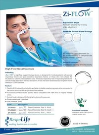 Zi-flow Adult Hfnc Nasal Cannula Application: Uses With High Flow Oxygen Therapy Devices