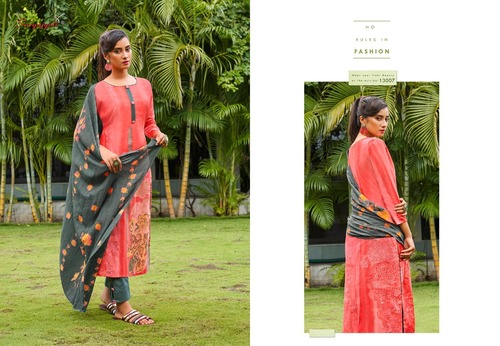 NARGIS COTTON VOL-13 - 2.5-2.5-2.25 Meters | Peach Cotton Fabric, Complete Set with Top, Bottom, and Dupatta, Comes in Fancy Pouch and Bag