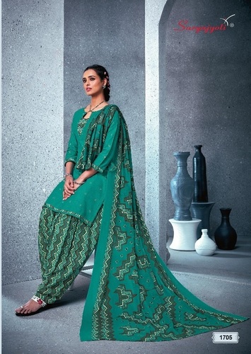 PATIALA KUDI VOL-17 - Cotton Fabric | Turquoise Color, Includes Top, Bottom, and Cotton Dupatta - Exclusive Pouch with Exclusive Bag Pack