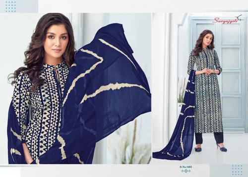 SUHANA VOL-16 - Cotton Bottom, Cambric Top, Nazmin Chiffon Dupatta - 2.5m, 2.25m, 2.25m | Elegant Blue Salwar Suit Collection