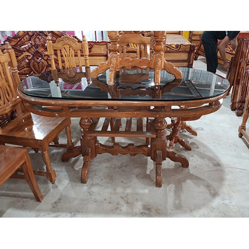 Wooden And Glass Top Dining Table By BIHAR TIMBER