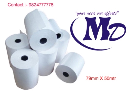 79 mm By 50 mtr Plain 48 GSM Thermal Paper Roll
