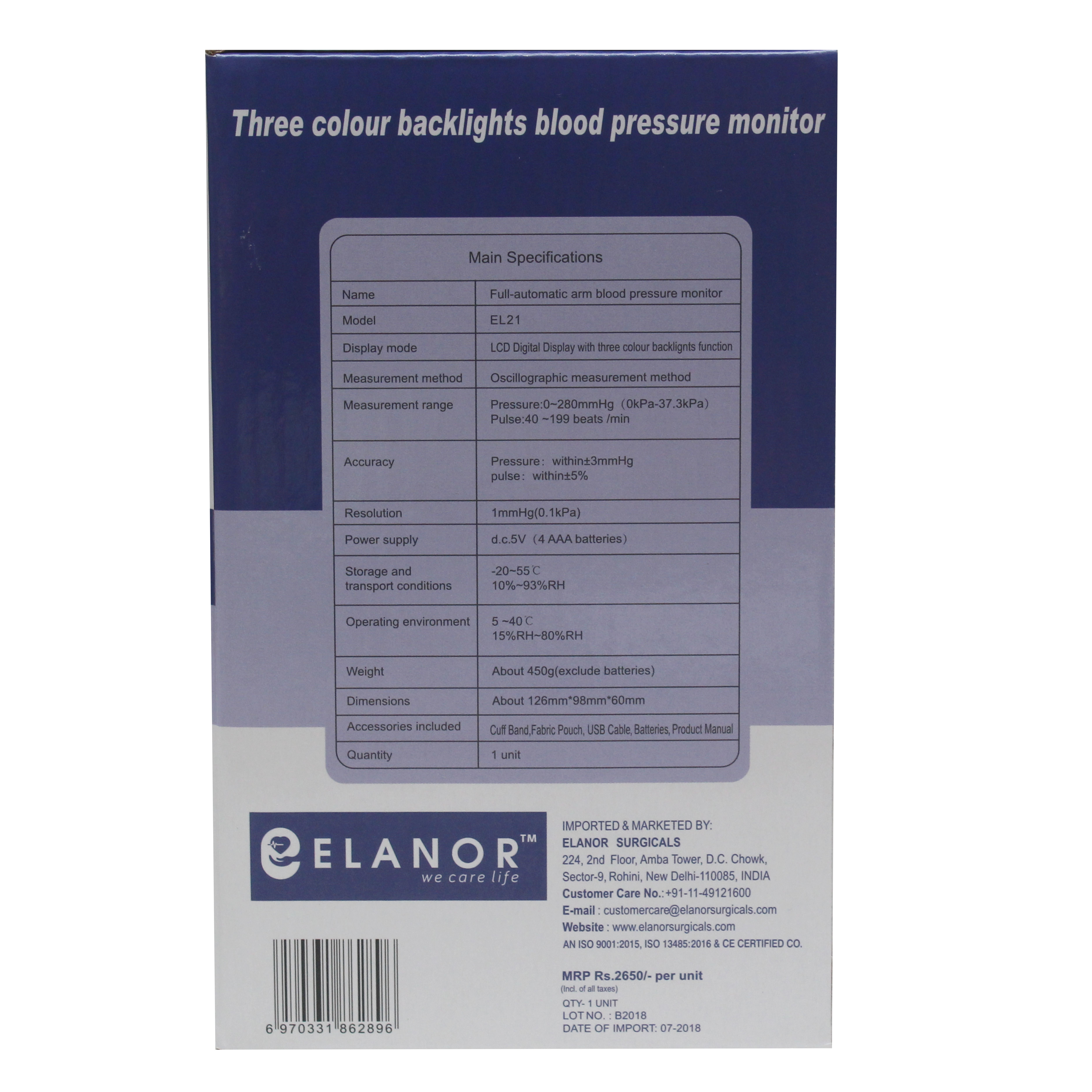 Digital Blood Pressure Monitor El21