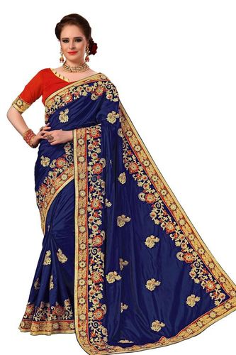 Red Silk Embroidered Work Saree