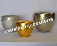 Aluminum Nickel / Gold Plating Flower Vases - Small 6.5x6, Medium 8.5x7.5, Large 10x9 | Elegant Home Decor, Metallic Finish