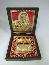 Guruji Religious Frame - Copper, 4 X 5 Inch Rectangular Box | Gold Plated Finish, Indian Style, Hinduism Theme, Gift Packaging