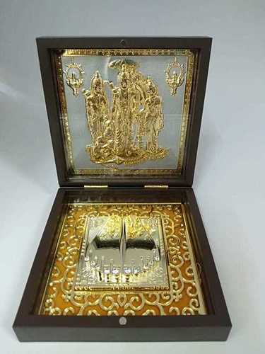 Gold Plated Pooja Box - Copper, 4x8 Inch, Golden Finish | Rectangular Shape for Hindu Religious Gifts