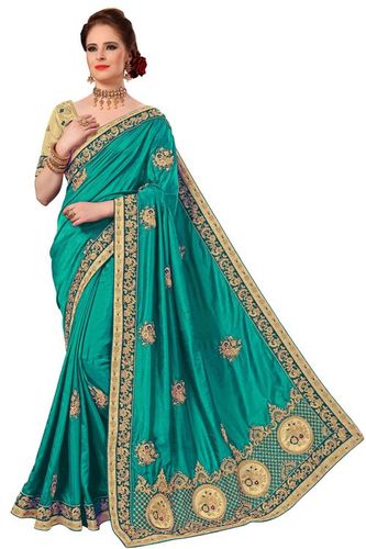 Pink Silk Embroidered Work Saree