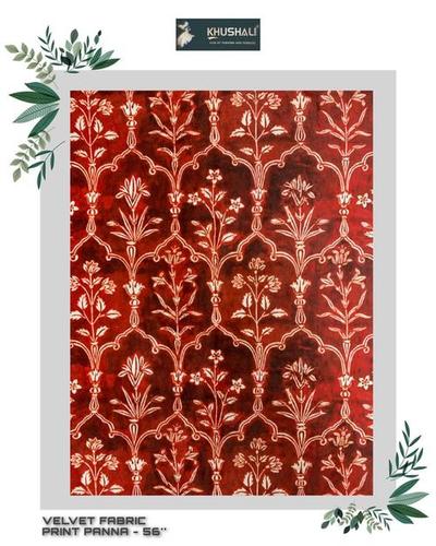 Red Velvet Printed Fabric By KHUSHALI PLUS