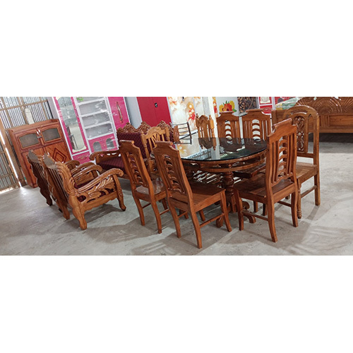 Dining Table With Glass Top  6 Chairs Set