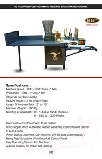 Kio 6g 100 Speed Fully Automatic Incense Stick Making Machine
