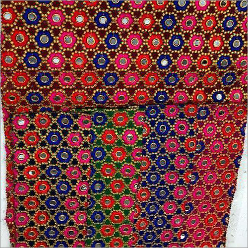 Multi Color Afghan Mirror Work Embroidery Dresses Material
