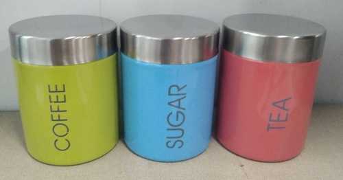 Multi Color Hammered Canister (For Tea Sugar & Coffee)