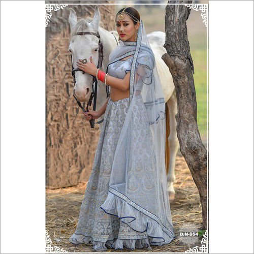 Ladies Wedding Grey Lehenga