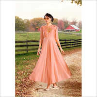 Ladies Peach Color Anarkali Suit