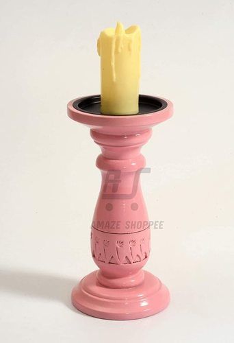 Pink Wooden Showpiece Candle Holder & Beautiful Cut Work For Candle Light