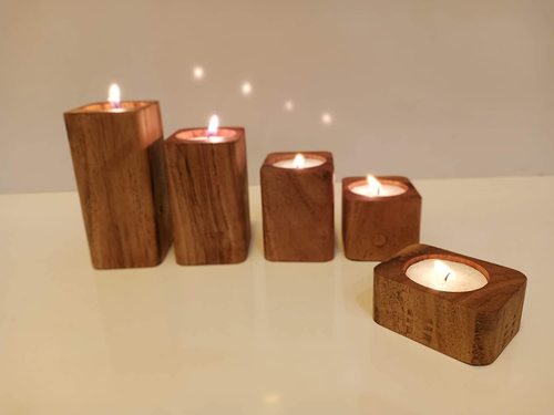 Brown Wooden Diya For Diwali Home Decore