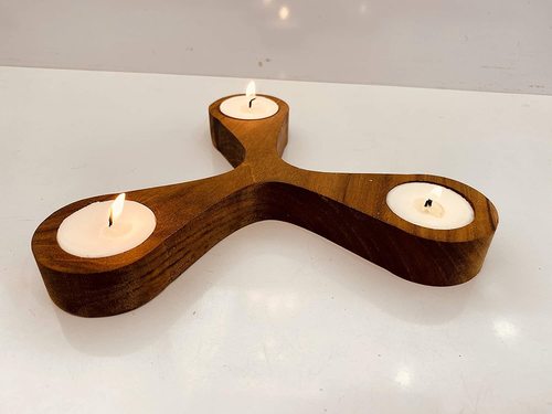 Brown Diya Wooden Diya Diwali Diya Home Decor Triangle Round Bodar Diya Tealight Candle Holder