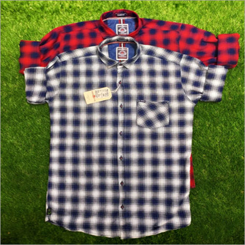 Cotton Mens Printed Checks Shirt