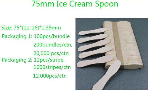 Brown 75Mm Disposable Wooden Ice Cream Spoon