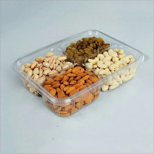 Plastic 4 Compartment 200 Gm Dry Fruit Hinged Box