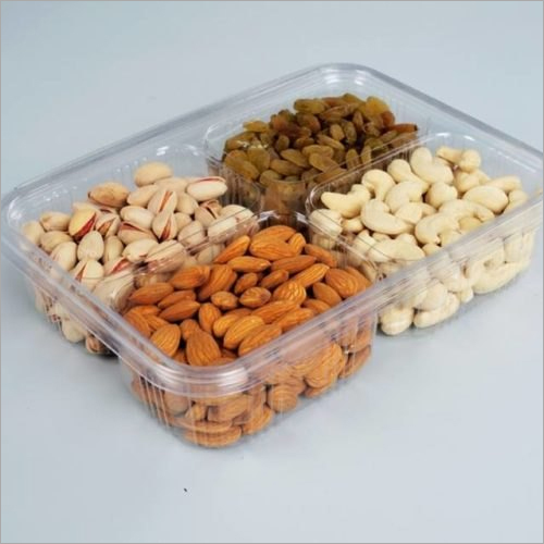 Plastic 4 Compartment 400 Gm Dry Fruit Hinged Box