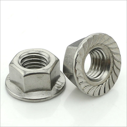 Polished MS Flange Nut - Stainless Steel, Hex Head, Silver Color | Corrosion-Resistant, Robust Structure for Long Service Life