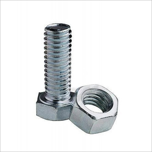 MS Nut Bolt - Stainless Steel, Hexagon Head, Silver Color, Chrome Plating | Wide Application in Automobile, Shipbuilding, and Engineering Industries