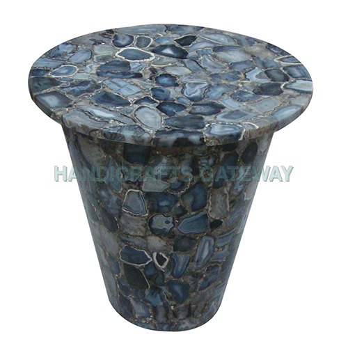 Handmade Natural Gemstone Grey Agate Table With Top