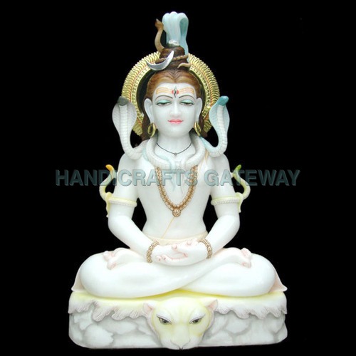 Antique White Marble Lord Shiva Sculpture