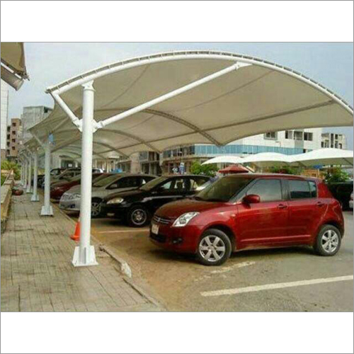 White Shelter Car Parking Tensile Structures - Fabric & Steel, Variable Size, White | Weather Protection, UV Resistant, Easy Installation, Durable, Customizable Design