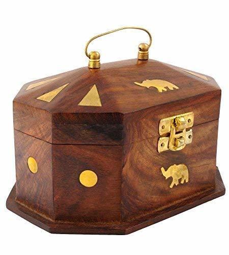 Brown Handhandmade Wooden Jewellery Box For Women Jewel Organizer Elephant Decor, 6 Inchesmade Wooden Jewellery Box For Women Jewel Organizer Elephant Decor, 6 Inches