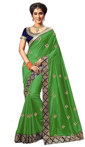 Beige Silk Embroidery Border Work Saree