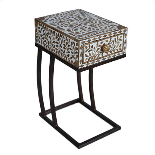 Bone Inlay Bed Side Table