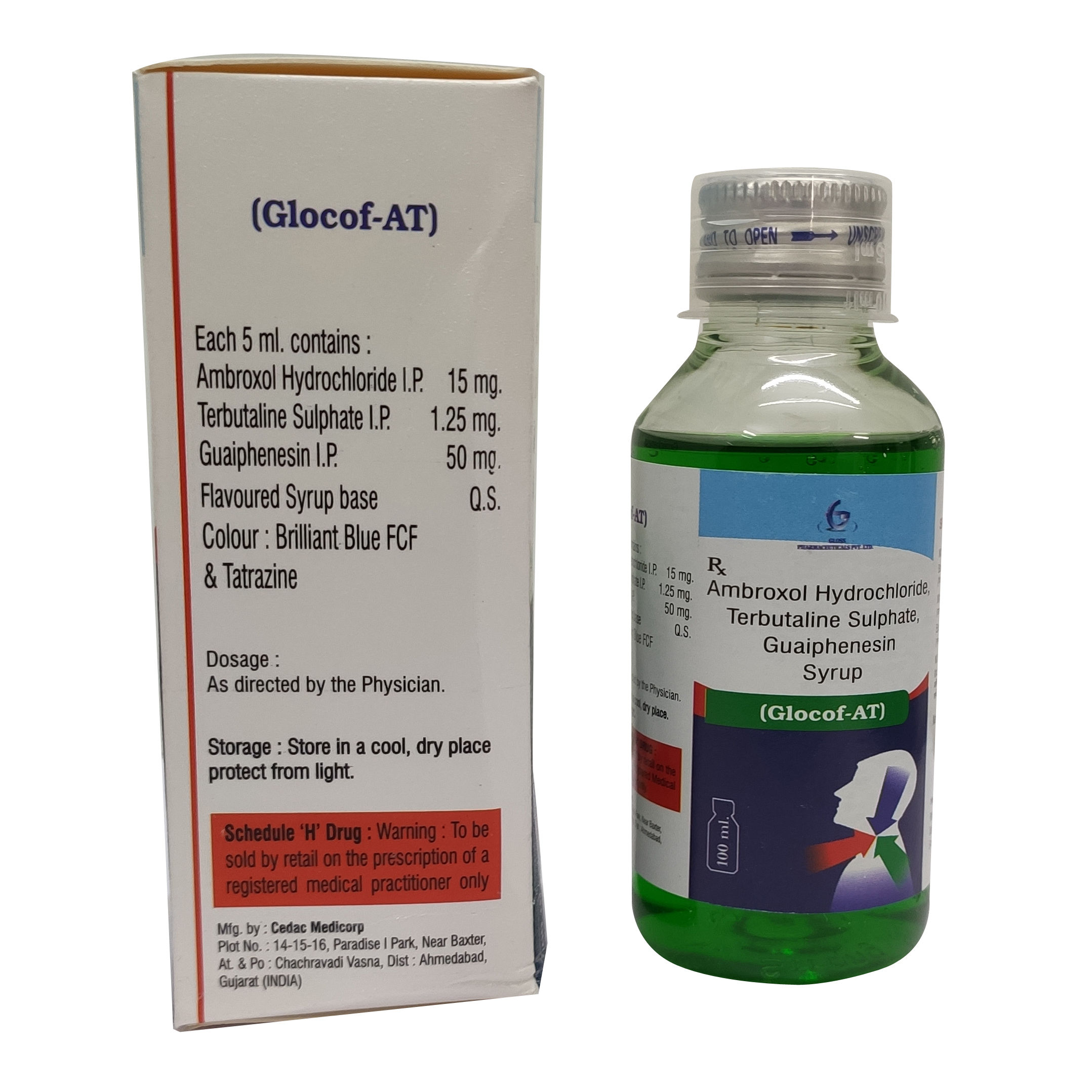 Glocof AT- Ambroxol Hydrochloride,Terbutaline Sulphate Syrup