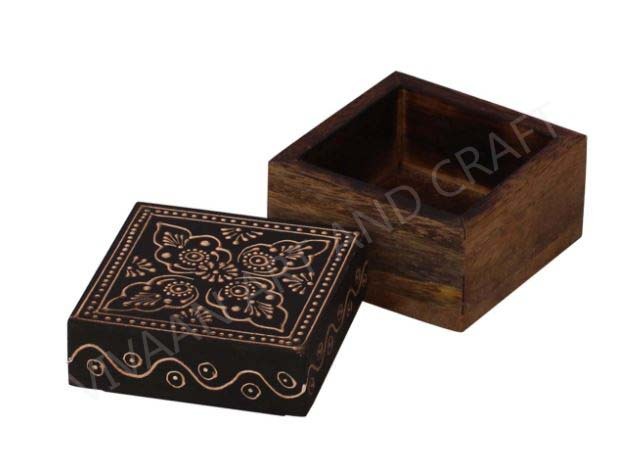 Wooden Handicraft Small Wooden Jewelry Box Black