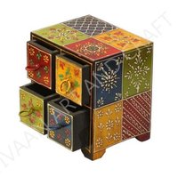 Wooden Handicraft Small Wooden Jewelry Box 4 Drawers Multicolor