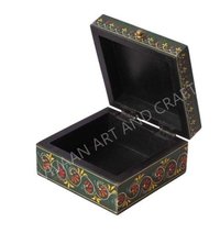 Wooden Handicraft Small Jewelry Box Artistic Painting Square Shape Small