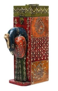 Wooden Wine Box Decorative Peacock Handmade