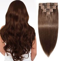 Brown Clip On Human Hair Extensions