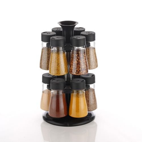 Premium Multipurpose Revolving Plastic Spice Rack Masala Rack Masala Organiser - 12 Pcs Set